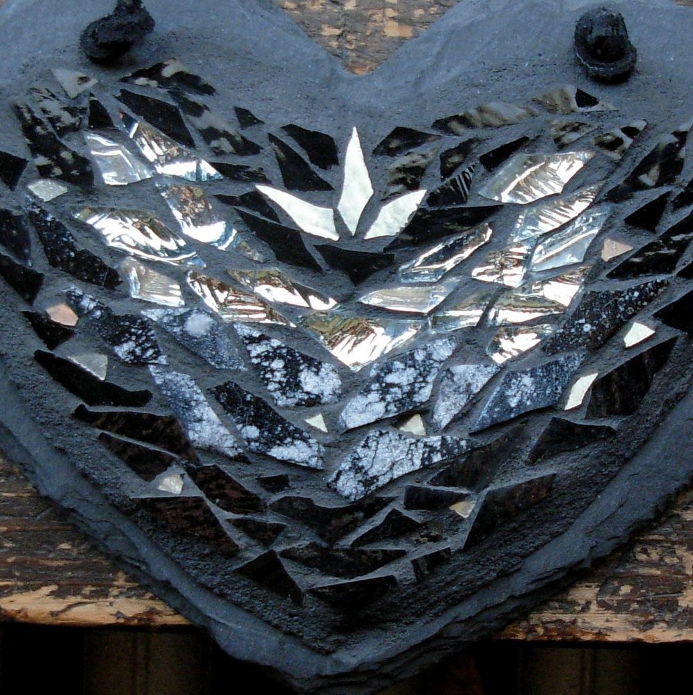 Film Noir Heart by Margaret Almon with Silver Cosmos Tile.