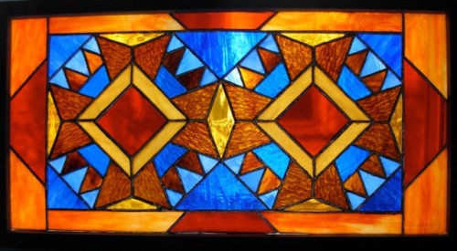 Bear Paw Quilt Stained Glass by Wayne Stratz