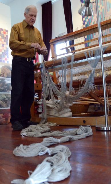 Ted Hallman at his loom