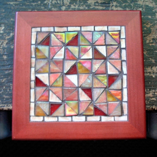 Broken Dishes Quilt Pattern Mosaic Trivet by Margaret Almon.