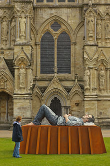 Catafalque (2003) Sean Henry bronze sculpture at Salisbury Cathedral 208 x 394 x 194 cm