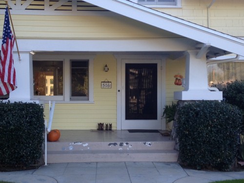 Our client's creamy yellow bungalow. Craftsman style in California.