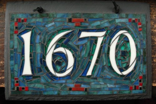 Blue Green House Number by Nutmeg Designs