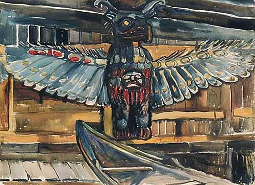 Emily Carr, House Posts, Tsatsinuchomi, B.C., 1912 watercolour and graphite on paper 55.4 cm x 76.6 cm National Gallery of Canada, Ottawa, Purchased 1928 3542
