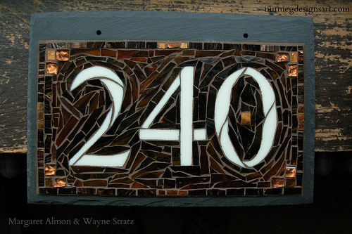 Custom Mosaic House Number by Nutmeg Designs.