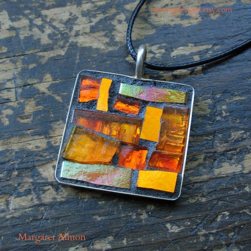 Orange Mosaic Pendant by Margaret Almon