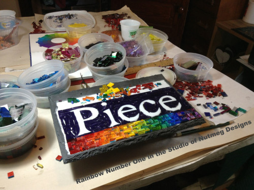 Rainbow Piece Sign for a Quilter by Nutmeg Designs