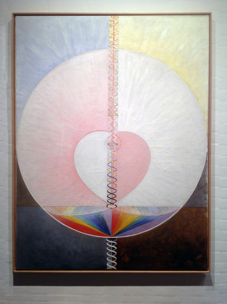 Hilma af Klint: Group IX/UW, No. 25, The Dove, No. 1, 1915, 151 × 114.5 cm, Oil on canvas. Foto: Henrik Grundsted. Courtesy: Stiftelsen Hilma af Klints Verk.