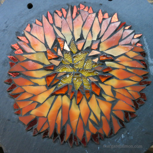 Orange Sunflower Mandala by Margaret Almon.