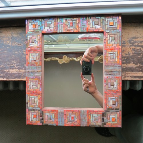 Log Cabin Quilt Mosaic MIrror by Margaret Almon.