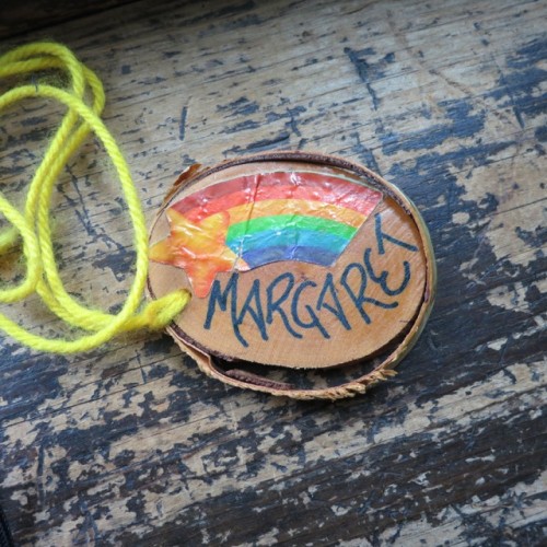 Rainbow Nametag from Junior High Camp, circa 1980.