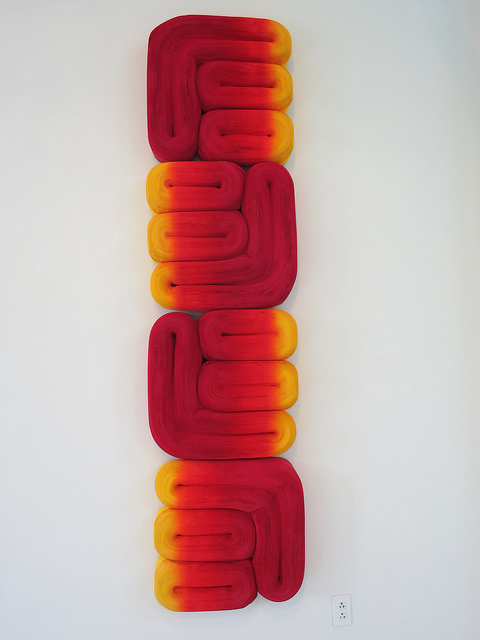 Jae Ko: JK 437 Red and Orange, 2013; rolled paper, colored ink