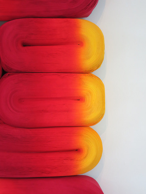 Jae Ko: JK 437 Red and Orange, 2013; rolled paper, colored ink(Close View)