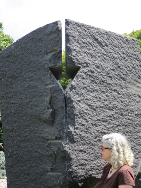 Standing with Paolo e Francesca by Beverly Pepper at the Grounds for Sculpture