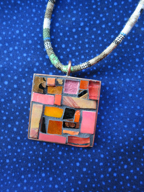 Verve Pendant in Orange and Coral by Margaret Almon