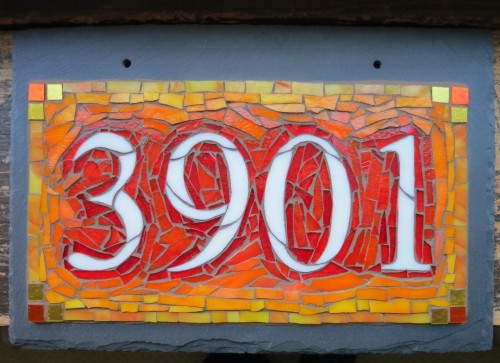 Orange Ombre House Number 3901 by Nutmeg Designs