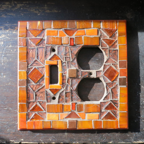 Art Deco Switch Plate in Orange and Copper by Margaret Almon