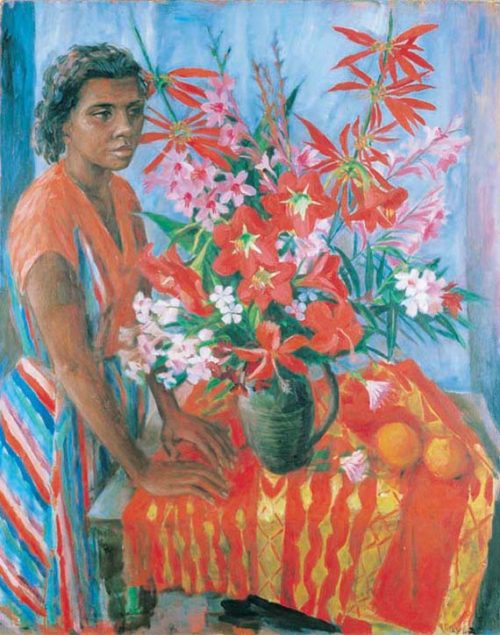 Margaret Olley / Susan with flowers 1962 / Oil on canvas / Gift of Finney Isles and Co. Ltd. 1964 / Collection: Queensland Art Gallery / © QAG