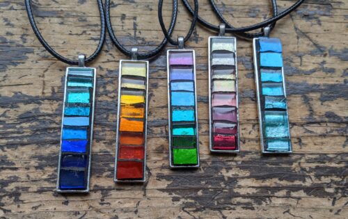 Striped Mosaic Pendants by Margaret Almon