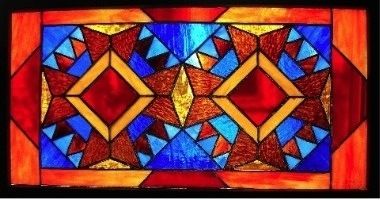 Bear Paw Quilt Stained Glass by Wayne Stratz.