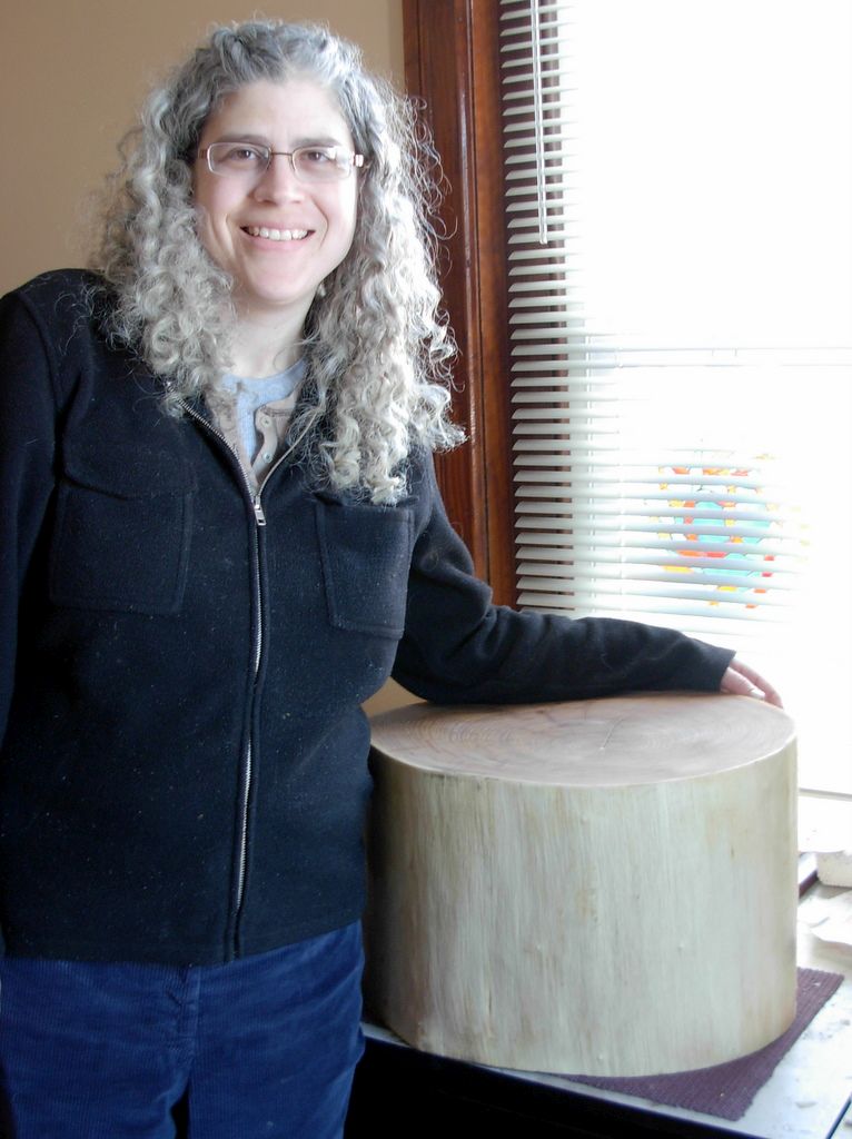 Margaret Almon and custom log by Ted Frumkin