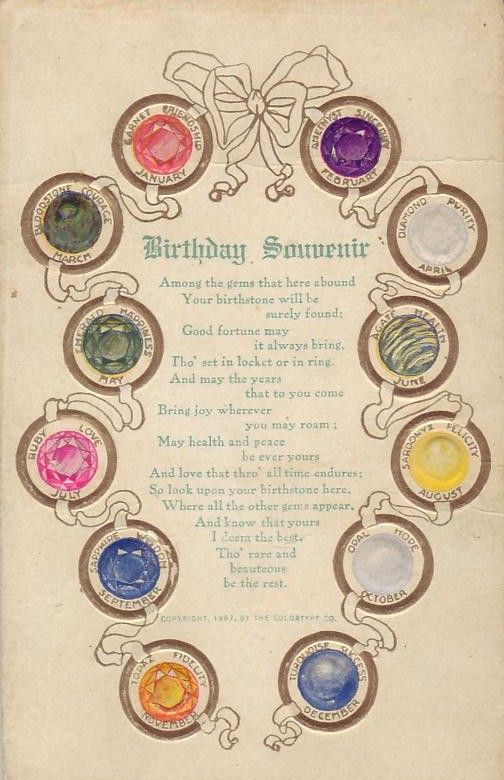 Birthstones Chart used by kind permission of Joyce Images