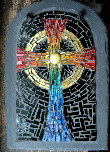 Rainbow Celtic Cross by Margaret Almon.